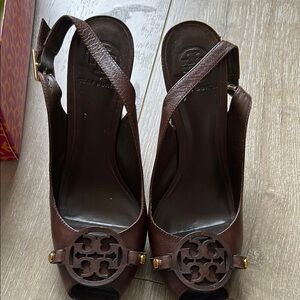 Tory Burch Brown Slingback Sandals